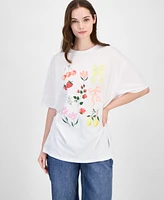 Grayson Threads, The Label Juniors' Bow Floral Graphic T-Shirt