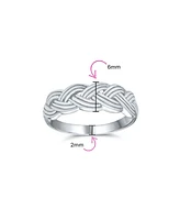 Bling Jewelry Half Braided Silver Ring with Wheat Weave and Twisted Rope Design Sterling