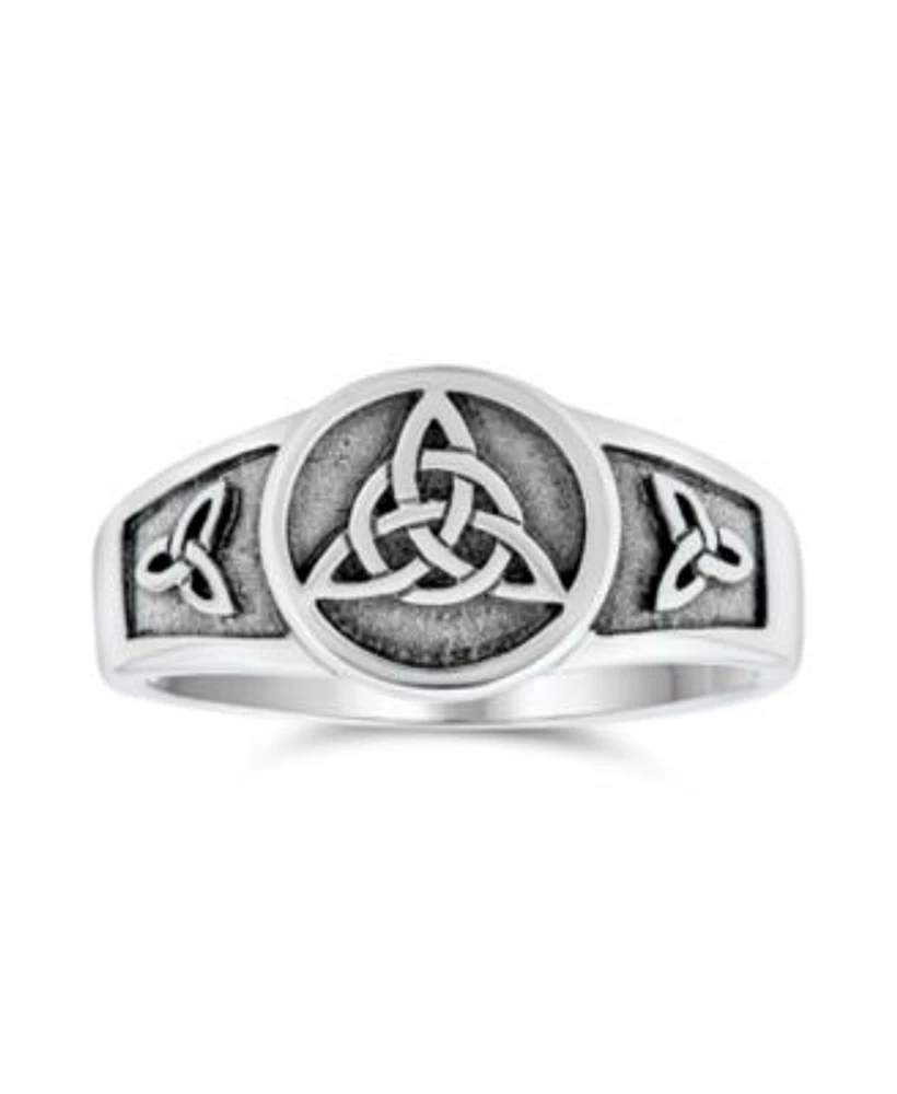 Bling Jewelry Silver Ring with Viking Celtic Infinity Knot Triquetra Signet Design
