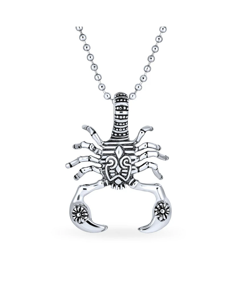 Bling Jewelry Tribal Zodiac Scorpion Necklace Stainless Steel Oxidized Black 20 Inches