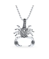 Bling Jewelry Tribal Zodiac Scorpion Necklace Stainless Steel Oxidized Black 20 Inches