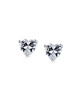 Bling Jewelry Classic Small Cubic Zirconia .5-1CTW Cz Solitaire Heart Shape Stud Earrings 14K Yellow Rose Gold Plated .925 Sterling Silver 5 6 7 8 Mm