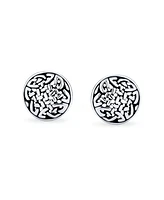 Bling Jewelry Unisex Viking Celtic Knot Stud Earrings in Oxidized Sterling Silver