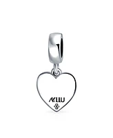 Bling Jewelry Heart Dangle Charm Bead Sterling Silver for European Bracelet