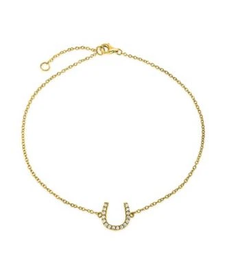 Bling Jewelry Delicate Pave Cz Horseshoe Anklet Ankle Bracelet Gold Plated Sterling Silver 9 10