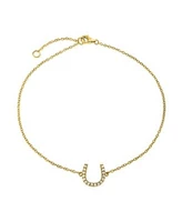 Bling Jewelry Delicate Pave Cz Horseshoe Anklet Ankle Bracelet Gold Plated Sterling Silver 9 10