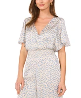 Vince Camuto Women's Printed Smocked-Waist Flutter-Sleeve Jumpsuit