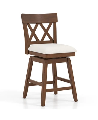 Bar Stool with Contoured Backrest and Swivel Padded Seat