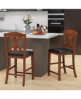 Upholstered Dining Chair with Hollowed High Backrest Set of 2