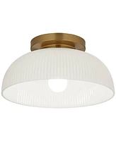 Possini Euro Novia 14"W Brass Ceiling Light with White Glass - Possini Euro Design