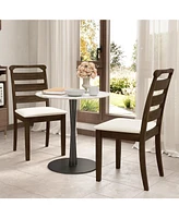 Polyester Upholstered Wooden Dining Chair Set of 2