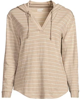 Lands' End Women's Long Sleeve Slub Hooded Popover
