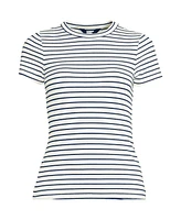 Lands' End Women's Plus Drapey Rib Fitted Short Sleeve Mini T-Shirt