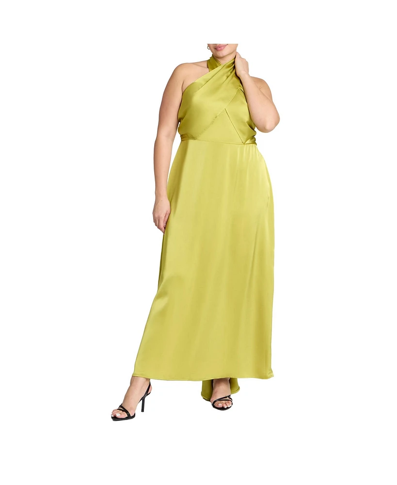 Eloquii Plus Size Halter Neck Satin Maxi Dress