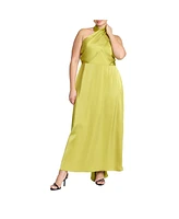 Eloquii Plus Size Halter Neck Satin Maxi Dress