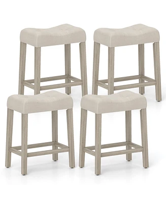 Set of 4 Upholstered Counter Height Bar Stools with Curved Saddle Seat Stylish and Comfortable Kitchen Seating
