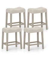 Set of 4 Upholstered Counter Height Bar Stools with Curved Saddle Seat Stylish and Comfortable Kitchen Seating