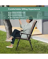 Gymax Set of 4 Folding Portable Patio Chairs Yard Outdoor w/ Armrests & Backrest