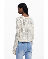 Desigual Women's Cropped openwork sweater