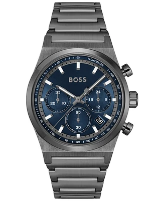 Hugo Boss Men's Candor Quartz Chronograph Ionic Plated Gray Stainless-Steel Watch, 41mm