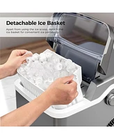 Kismile Ice Makers Countertop,28Lbs/Day,Collapsible Portable Countertop Ice Maker Machine with Handle, 2 Sizes of Ice Cube,9 Pcs/7 Mins,Small Ice Make