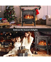 Kismile Electric Fireplace Heater, 20" Infrared Fireplace Heater 1000/1500W, 3D Realistic Flames Effect, Etl Certificated, Adjustable Flame Brightness