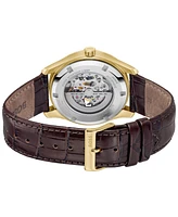 Hugo Boss Men's Principle Skeleton Mech-Automatic Brown Calfskin Watch, 41mm