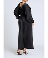 Eloquii Plus Dramatic Sleeve Satin Column Dress