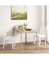Wood Dining Chair Set of 2 with Rubber Legs