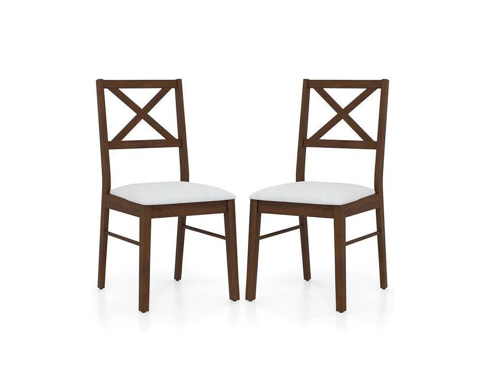 Upholstered Side Dining Chairs Set of 2 with Rubber Wood Frame