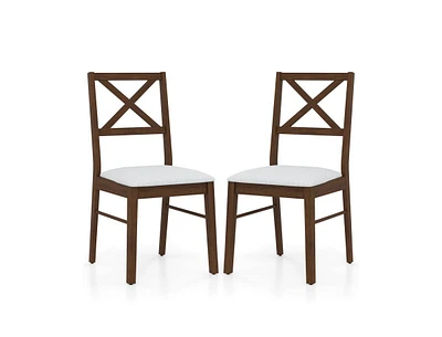 Upholstered Side Dining Chairs Set of 2 with Rubber Wood Frame