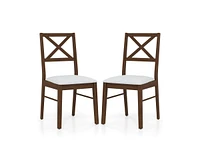 Upholstered Side Dining Chairs Set of 2 with Rubber Wood Frame