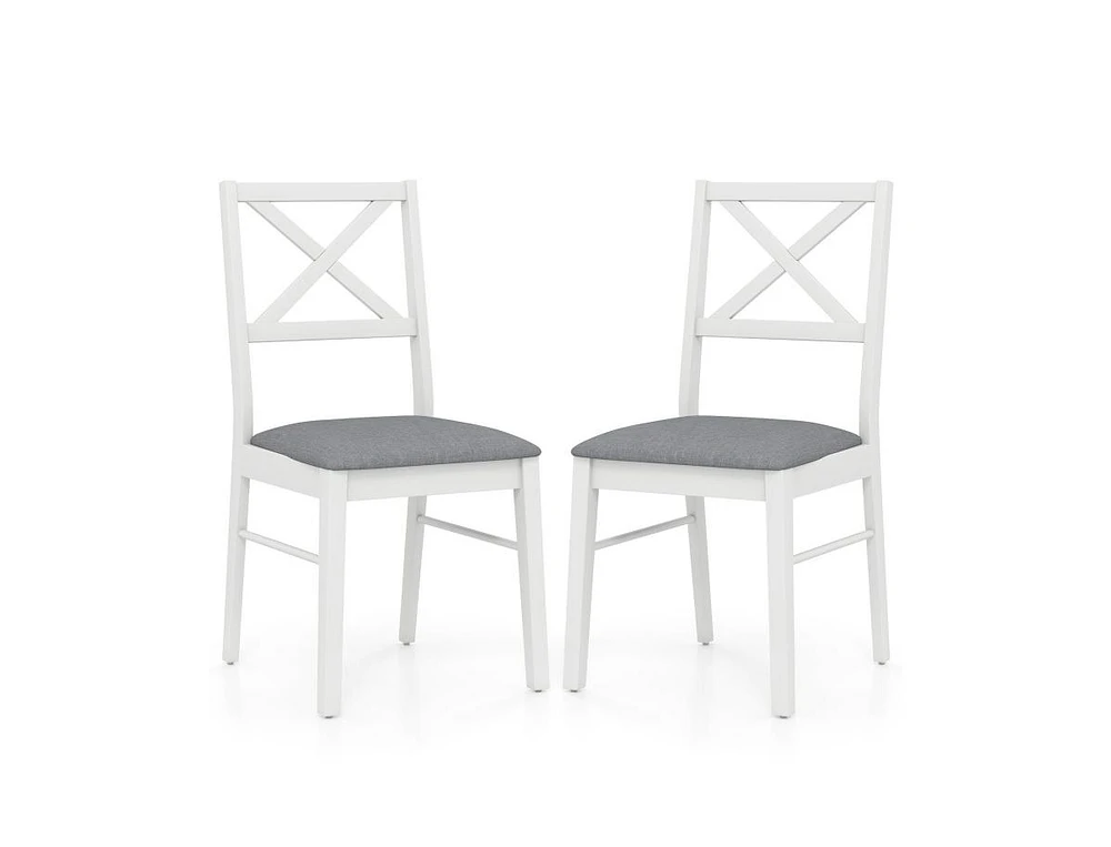Upholstered Side Dining Chairs Set of 2 with Rubber Wood Frame