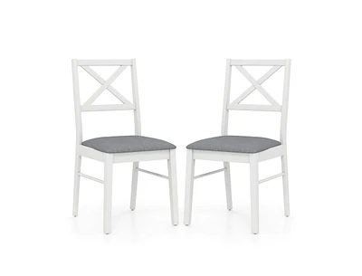 Upholstered Side Dining Chairs Set of 2 with Rubber Wood Frame