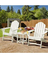 Gymax 3PCS Patio Adirondack Chair & Side Table Set Weather Resistant w/ Cup Holder