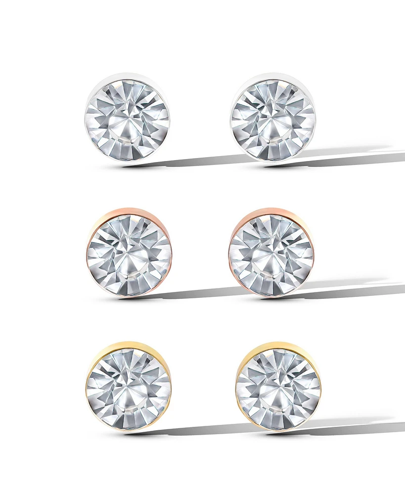 Jessica Simpson Crystal Stud Earrings Set - Trio of Sparkling Styles