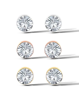 Jessica Simpson Crystal Stud Earrings Set - Trio of Sparkling Styles