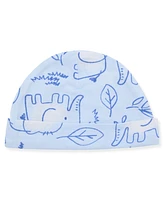 Max & Olivia Baby Boys 2-Piece Print Footie and Hat Set