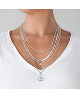 Jessica Simpson Silver-Tone Layered Necklace with Turquoise Pendant and Charm