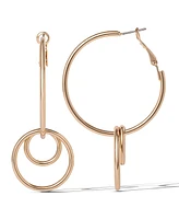 Jessica Simpson Gold-Tone Triple Ring Drop Hoop Earrings – Bold and Stylish Statement Accessory