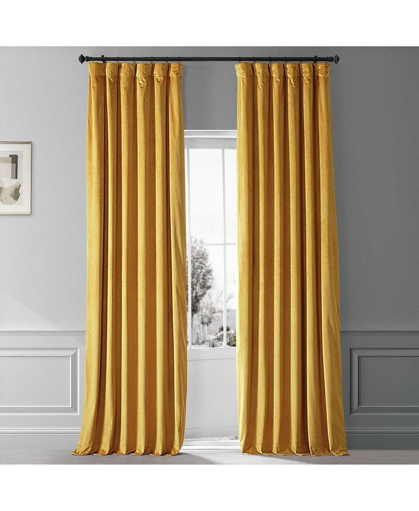 Half Price Drapes Sophomore Gold Signature Plush Velvet Hotel Blackout Curtain