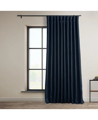 Half Price Drapes Nightfall Navy Extra Wide Textured Faux Linen Room Darkening Curtain