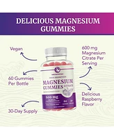 Magnesium Citrate Gummies, Absorption Magnesium for Calm, Relaxation & Digestion, Raspberry Flavor, Nobi Nutrition, 60ct