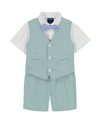 Nautica Baby Boys Shirt, Bowtie, Linen-Look Vest & Shorts