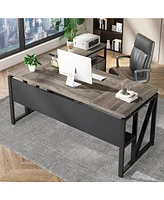 Tribesigns 63 inches Computer Desk with Bottom Storage Shelf Home Office Writing Table for Workstation, Cabinet not Included