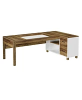 Tribesigns 78.7" L-Shaped Executive Desk, Large Computer Table with 2 Drawers and Storage Shelves, Modern Workstation Business Furniture for Home Offi