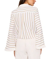 Vince Camuto Women's Striped Tie-Hem Wide-Sleeve Button-Front Top