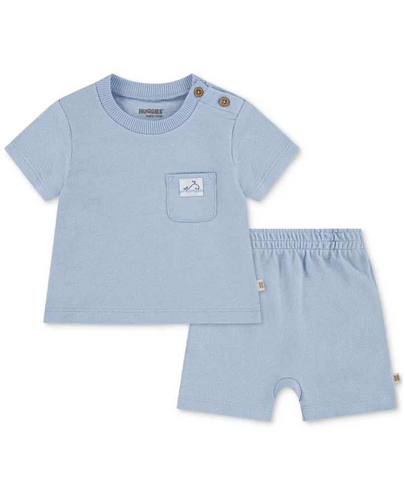 Huggies Baby Crepe Knit Jersey T-Shirt & Shorts, 2 Piece Set