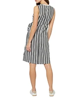 Three Dots Women's Karen Cotton Striped Side-Tie Dress