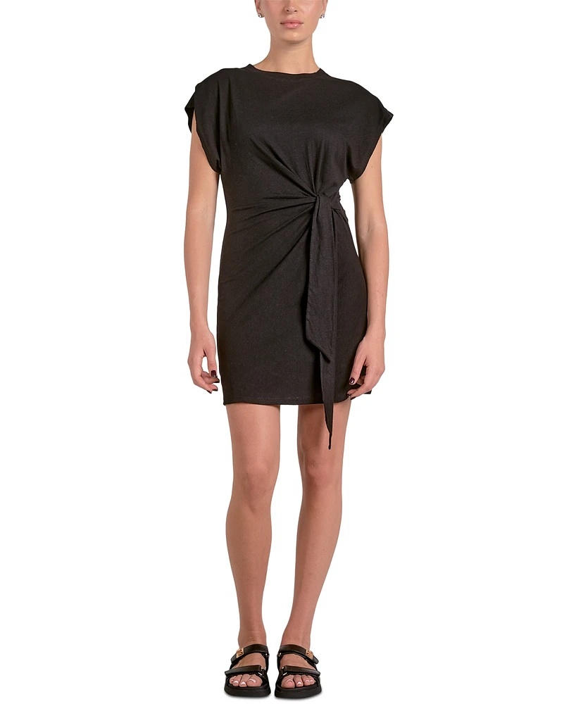 Elan Women's Side Tie Cotton Mini Dress
